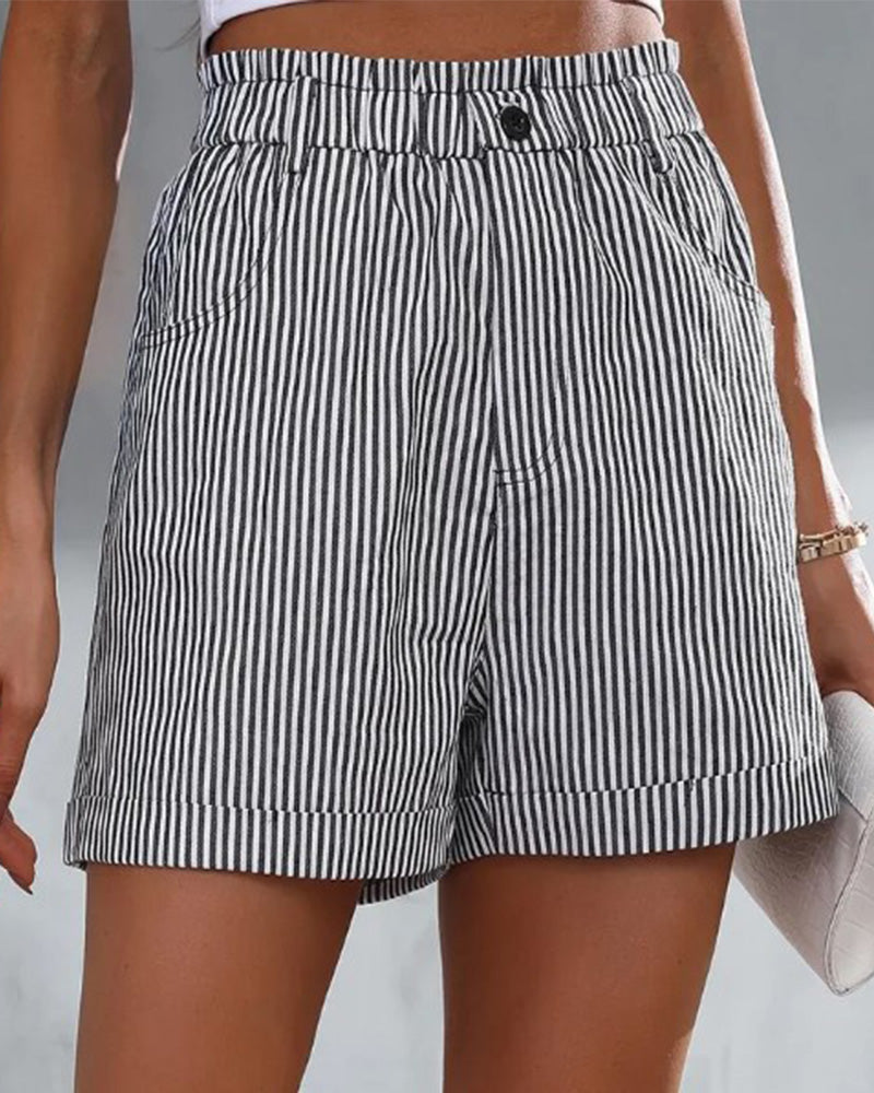 Gestreifte Shorts mit hoher Taille