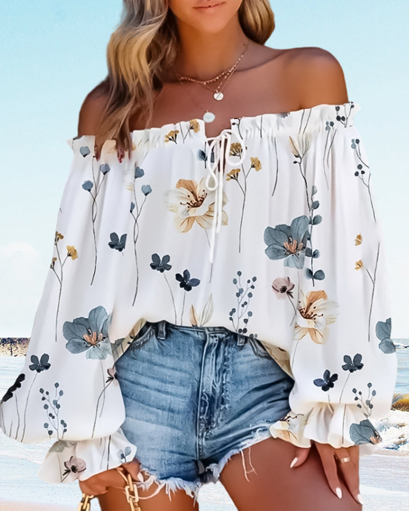 Floral bedrucktes One-Shoulder-Top