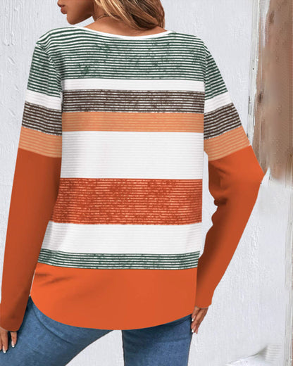 Gestreiftes Colorblock-Top mit Raglanärmeln