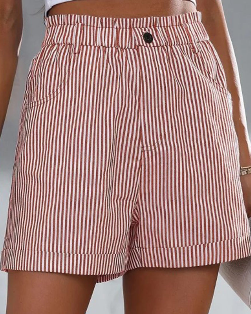 Gestreifte Shorts mit hoher Taille