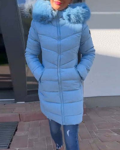 Isabell™ - Lässige einfarbige wattierte jacke mit reißverschluss und tasche