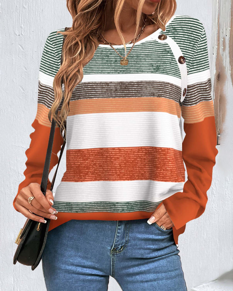 Gestreiftes Colorblock-Top mit Raglanärmeln