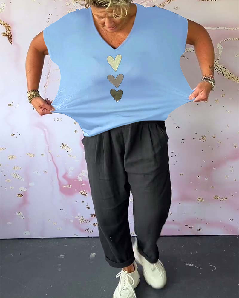 Kurzärmlige love-bluse mit v-ausschnitt