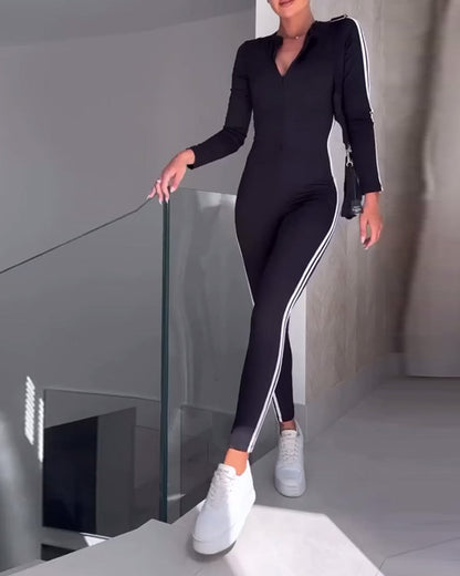 Jumpsuit lässig Sport gestreifte Strumpfhose und Abnehmen