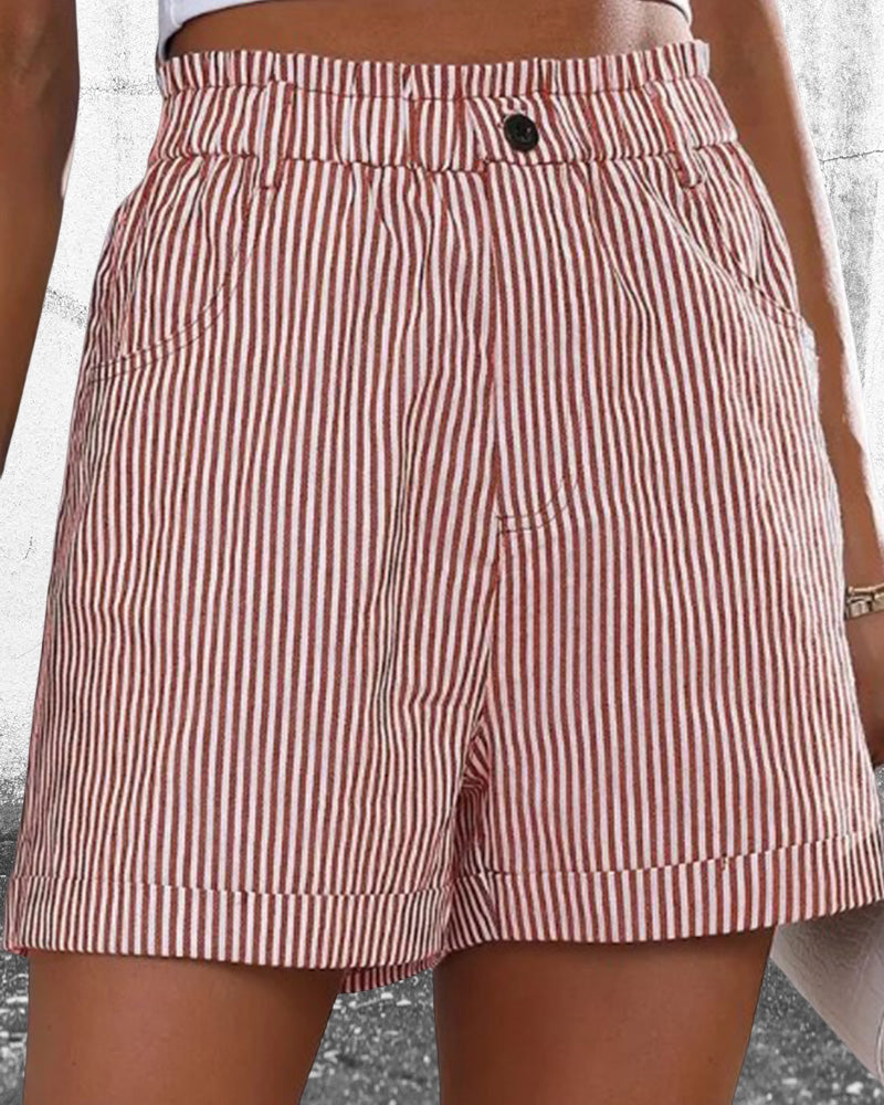 Gestreifte Shorts mit hoher Taille