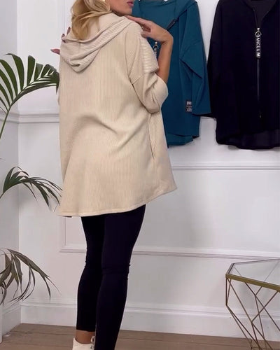 Leora™ - Lässiger einfarbiger mantel mit reißverschluss und kapuze