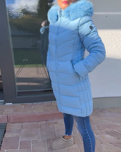 Isabell™ - Lässige einfarbige wattierte jacke mit reißverschluss und tasche