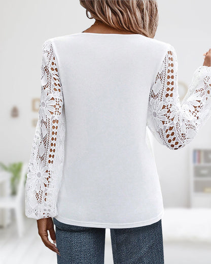 Lässige Bluse mit Spitze