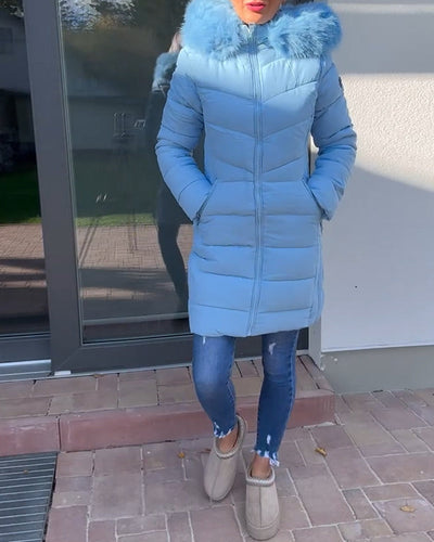 Isabell™ - Lässige einfarbige wattierte jacke mit reißverschluss und tasche