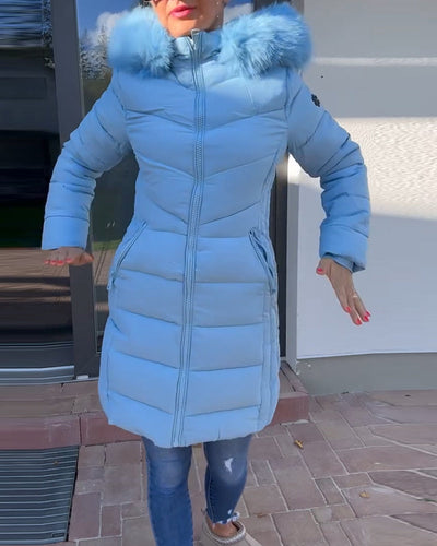 Isabell™ - Lässige einfarbige wattierte jacke mit reißverschluss und tasche
