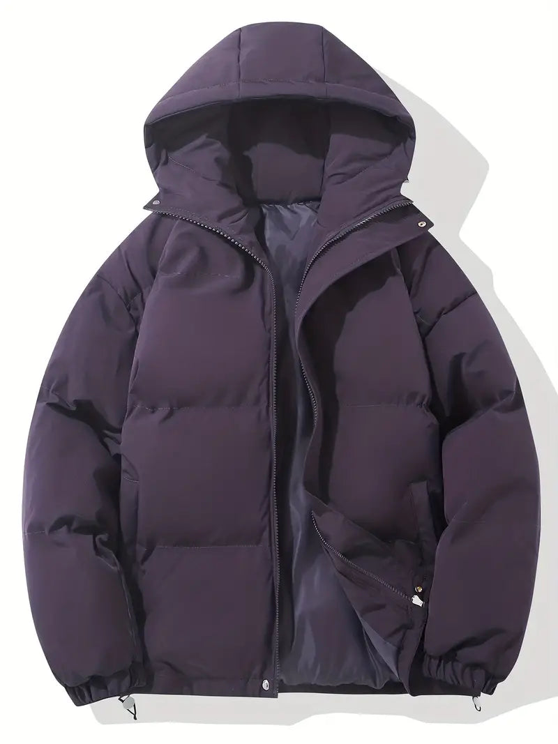 Moderne Puffer-Winterjacke mit Kapuze