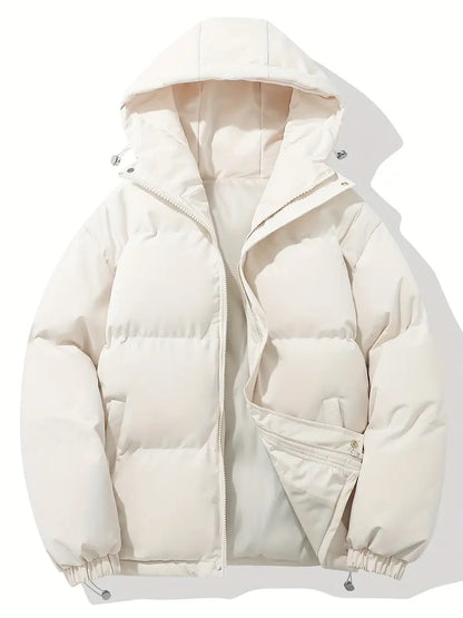 Moderne Puffer-Winterjacke mit Kapuze