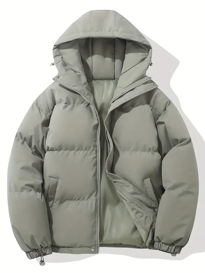 Moderne Puffer-Winterjacke mit Kapuze