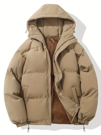 Moderne Puffer-Winterjacke mit Kapuze