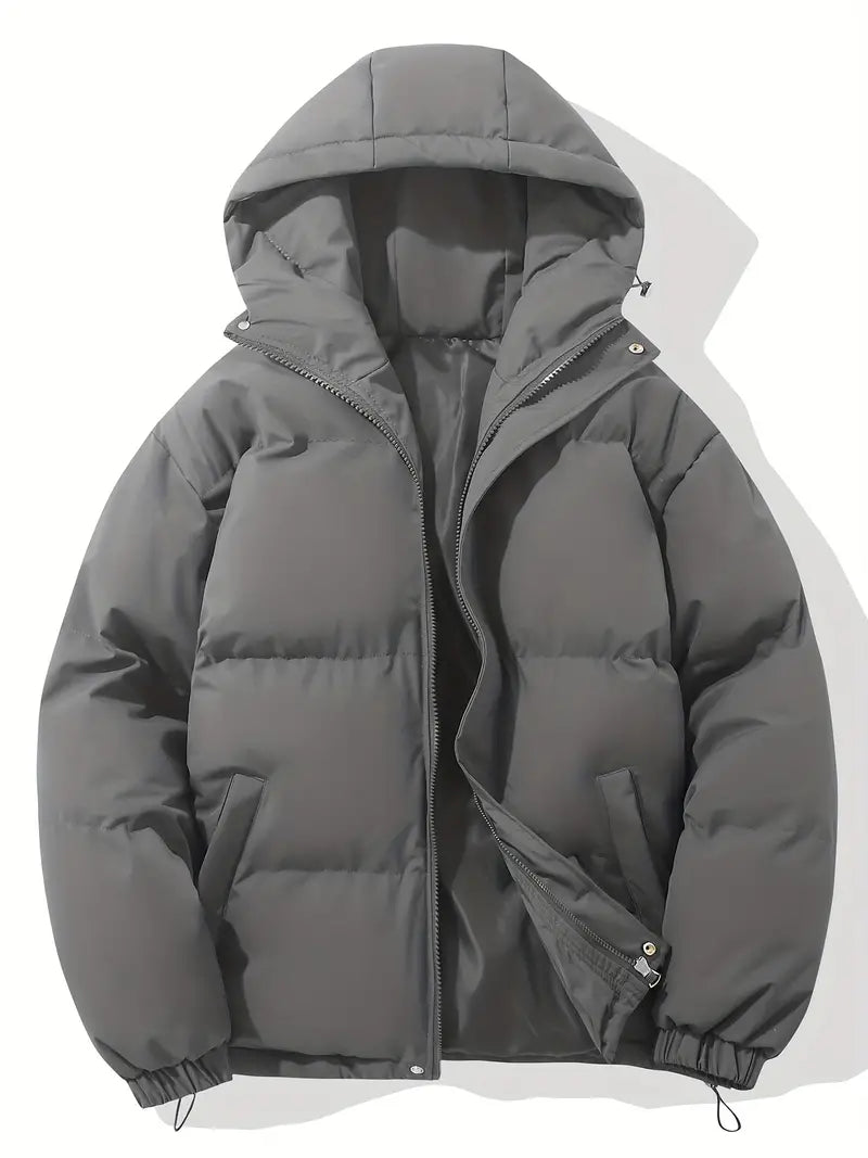 Moderne Puffer-Winterjacke mit Kapuze