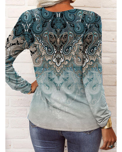 Paisley-Bluse mit langen Ärmeln