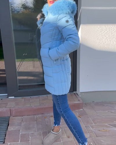 Isabell™ - Lässige einfarbige wattierte jacke mit reißverschluss und tasche