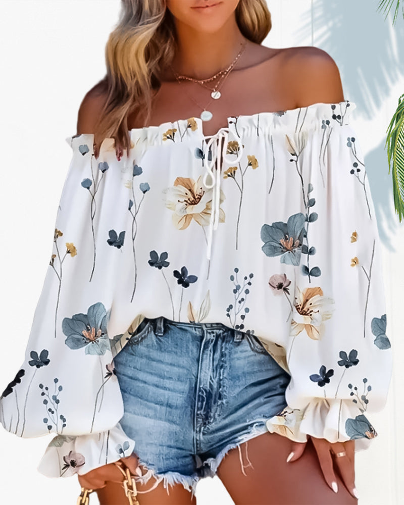 Floral bedrucktes One-Shoulder-Top