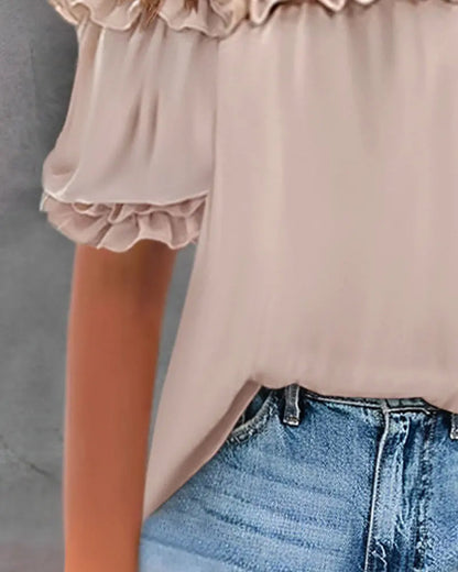 Einfarbige, lässige one-shoulder-bluse