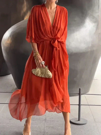 Monica™ Chiffonkleid mit V-Ausschnitt