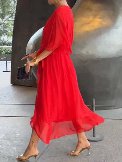 Monica™ Chiffonkleid mit V-Ausschnitt